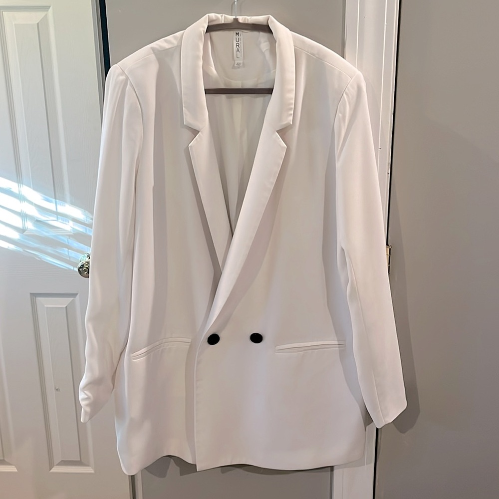 White Oversized Tuxedo Jacket